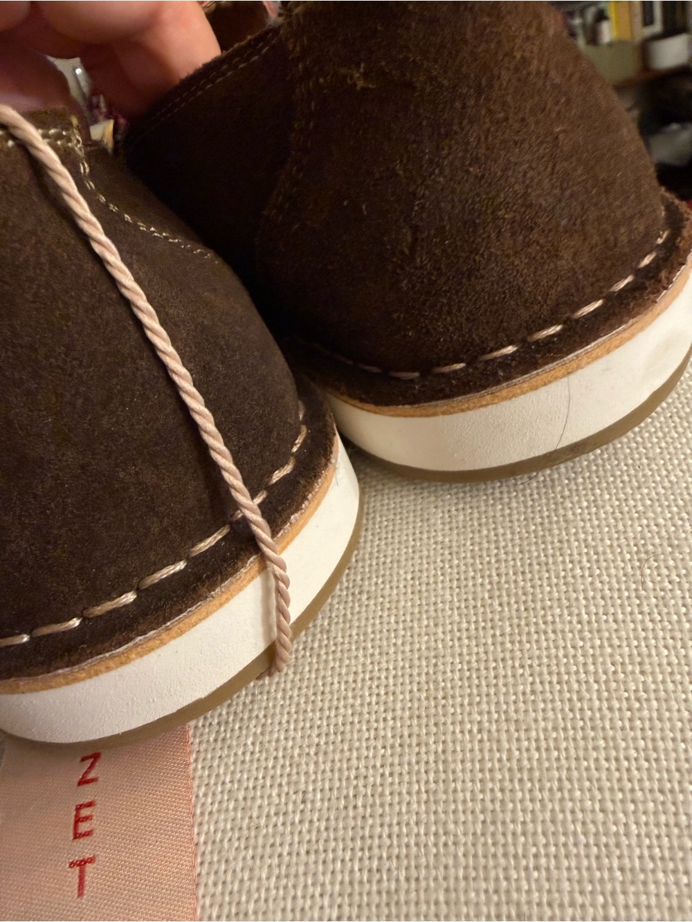 Myra Bag Brown Moccasin Loafers with Red & Yellow Aztec Fabric - Picture 4 of 9